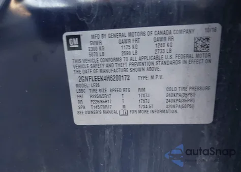 2017 Chevrolet Equinox Ls из США, поврежденный, VIN 2GNFLEEK4H6200172